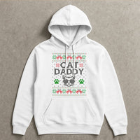Humorous Cat Lover Holiday Hoodie, Cat Daddy Ugly Christmas Hoodie, Vintage Feline Graphic Hoodie, Adorable Pet Lover Xmas Hooded Sweatshirt Present