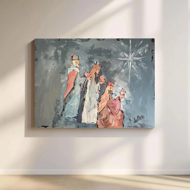 Holy Nativity Religious Canvas Wall Art, Three Wise Men Star of Bethlehem Canvas, Christian Christmas Canvas Print, Faith Home Decor