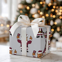 Santa Bulldog Holiday Gift Wrap, Bulldog Mascot Christmas Wrapping Paper, Adorable Dog Xmas Wrapping Paper, Sports Alumni Gift Wrap Roll