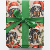 Santa Hat Dog Gift Wrap Paper, Coonhound Christmas Wrapping Paper, Festive Hound Wrapping Paper, Dog Lover Holiday Wrap, Xmas Present Wrap