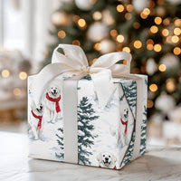 Winter Dog Christmas Gift Wrap, Golden Retriever Wrapping Paper, Adorable Golden Retriever Present Paper, Holiday Dog Lover Christmas Wrap Roll