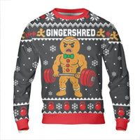 Weightlifting Gingerbread Sweatshirt, Gingershred Christmas Sweatshirt, Humorous Fitness Ugly Holiday Sweater, Gym Workout Christmas Sweatshirt