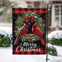 Red Winter Bird Wreath Yard Flag, Merry Christmas Cardinal Garden Flag, Double-Sided Holiday Season Lawn Flag, Rustic Xmas Decor