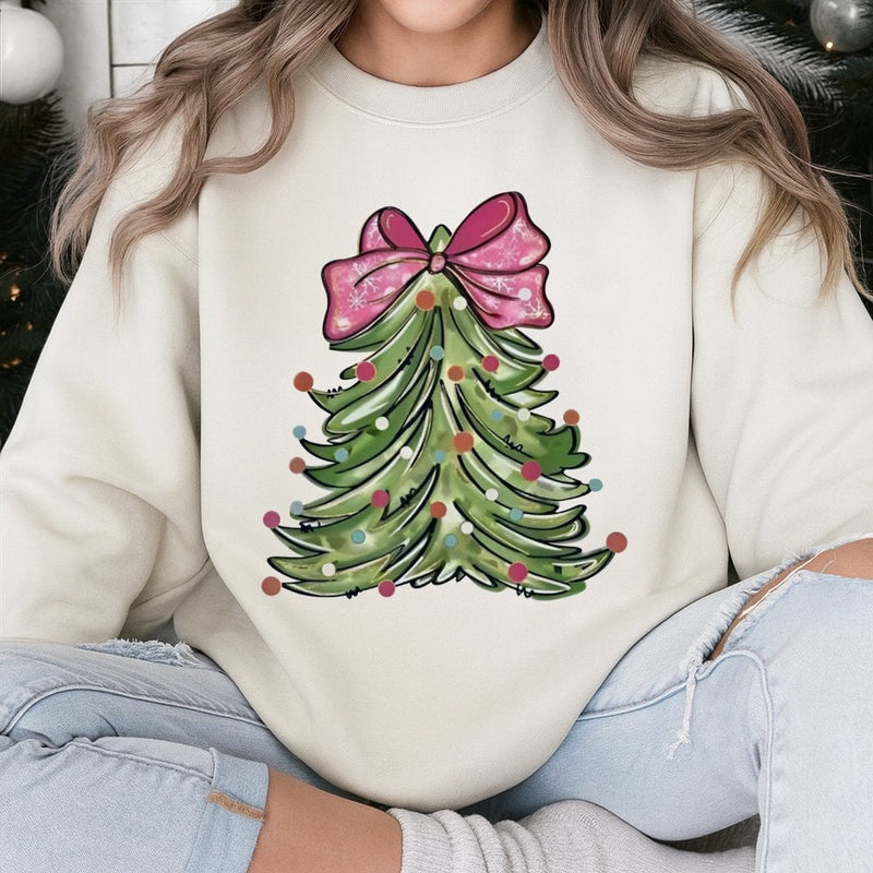 Cheetah Holiday Crewneck, Pink Bow Christmas Tree Sweatshirt, Adorable Merry Christmas Sweatshirt, Trendy Winter Graphic Sweatshirt