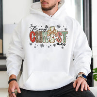 Leopard Plaid Religious Cross Sweatshirt, Merry Christ-mas Hoodie, Christian Faith Christmas Pullover, Faith-Based Holiday Hoodie