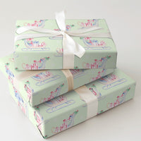 Pastel Christmas Sleigh Gift Wrap, Watercolor Sleigh Wrapping Paper, Holiday Presents Wrapping Paper, Winter Present Packaging Paper Roll