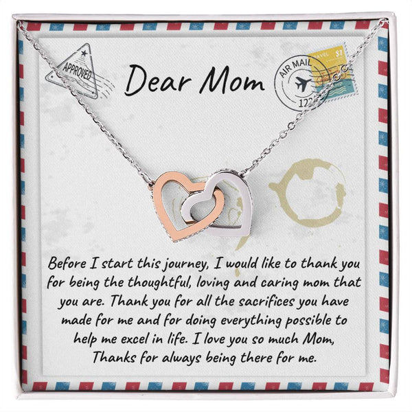 Two Tone Cubic Zirconia Heart Pendant, Mom Interlocking Hearts Necklace, Linked Hearts Mother Necklace, Christmas Birthday Pr