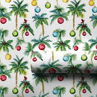 Beach Palm Tree Gift Wrap, Tropical Christmas Wrapping Paper, Coastal Holiday Wrapping Paper, Florida Summer Xmas Present Wrap