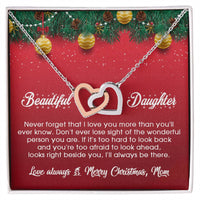 CZ Double Heart Pendant, Interlocking Hearts Necklace for Daughter, Mom to Daughter Jewelry, Meaningful Christmas Birthday Present for Her