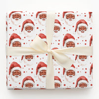 Watercolor Christmas Gift Wrap, Black Santa Wrapping Paper, African American Santa Wrapping Paper, Holiday Present Wrap Paper