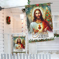 Sacred Heart of Jesus Flag, Jesus Is the Reason for the Season Christmas Garden Flag, Christian Holiday Yard Flag, Nativity Faith Decor