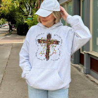 Christmas Lights Cross Sweatshirt, Be the Light Matthew 5:14 Hoodie, Christian Bible Verse Pullover, Religious Holiday Faith Present