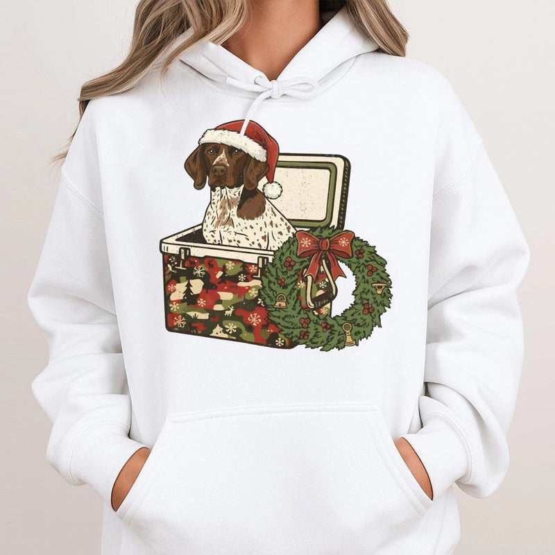 Camo Cooler Dog Sweatshirt, German Shorthaired Pointer Christmas Hoodie, Festive GSP Holiday Pullover, Dog Lover Hooded Sweater, Pet Present