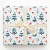 Snowy Pine Tree Gift Wrap, Watercolor Christmas Trees Wrapping Paper, Watercolor Pine Tree Wrapping Paper, Holiday Present Gift Wrap Roll