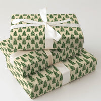 Woodland Forest Holiday Gift Wrap, Green Pine Tree Wrapping Paper, Minimalist Pine Tree Wrapping Paper, Rustic Christmas Paper Roll