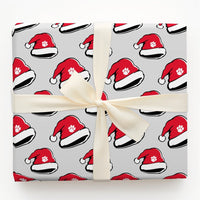 Dog Cat Christmas Gift Wrap, Paw Print Santa Hat Wrapping Paper, Holiday Pet Lover Wrapping Paper, Festive Animal Holiday Gift Wrap Roll