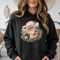 Adorable Kitten Holiday Hoodie, Santa Cats Christmas Hoodie, Retro Cat Lover Hoodie, Comfy Winter Kitty Pullover, Holiday Present for Cat Lovers