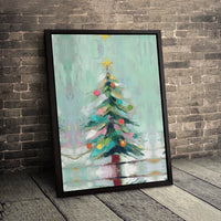 Colorful Modern Holiday Canvas Print, Abstract Christmas Tree Digital Wall Art, Festive Winter Home Decor, Printable Canvas Wall Art