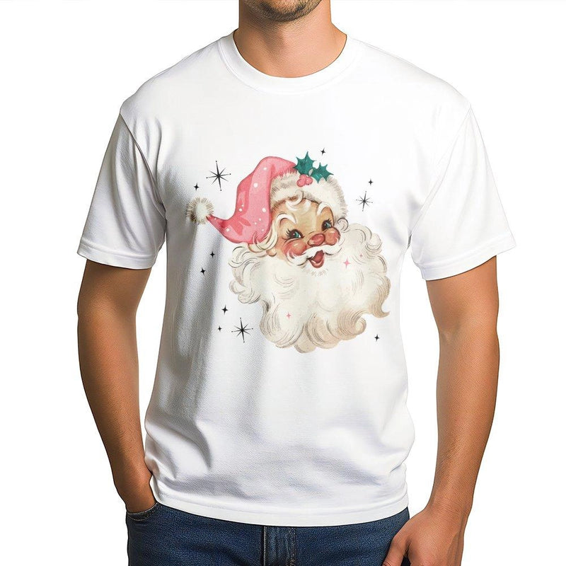 Pink Hat Vintage Christmas T-Shirt, Retro Santa T-Shirt, Festive Holiday Graphic Shirt, Adorable Xmas Santa Tee, Holiday Season Present