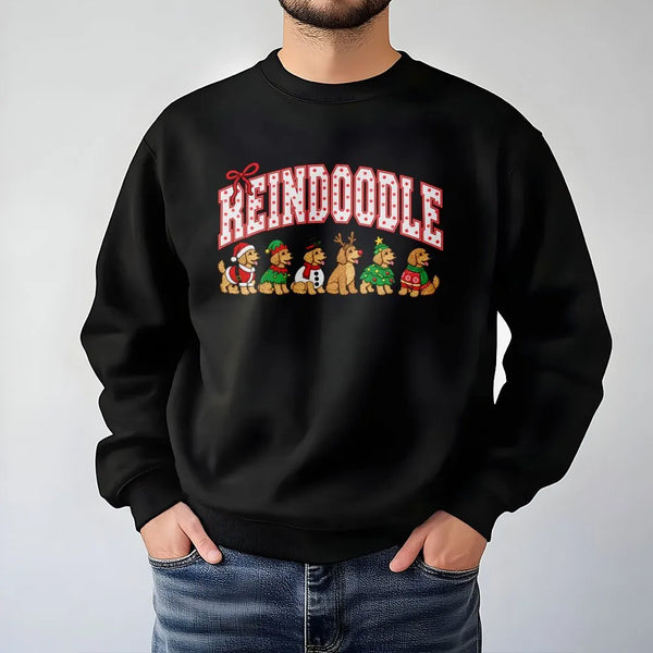 Doodle Dog Holiday Crewneck, Reindoodle Goldendoodle Christmas Sweatshirt, Christmas Dog Mom Sweater, Retro Dog Pullover, Dog