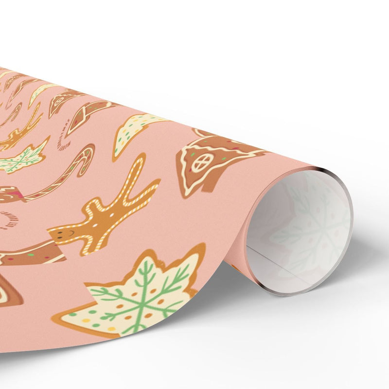 Adorable Holiday Cookie Gift Wrap Roll, Gingerbread Christmas Wrapping Paper, Festive Xmas Wrapping Paper, Holiday Present Supplies