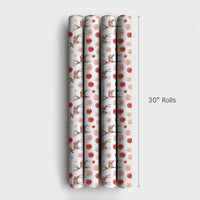 Floral Holiday Gift Wrap, Watercolor Reindeer Wrapping Paper, Elegant Stag Christmas Wrapping Paper, Winter Botanical Gift Wrapping Paper
