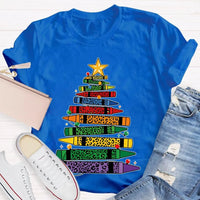 Art Teacher T-Shirt, Colored Pencils Leopard Christmas Tree Shirt, Holiday Graphic Tee, Festive Art Teacher Shirt, Christmas Present for Her