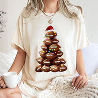 Sporty Holiday Graphic Tee, Football Christmas Tree T-Shirt, Festive Football Season Shirt, Christmas Lights Football Shirt, Sports Fan Present