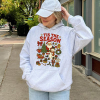 Festive Holiday Hooded Sweatshirt, Tis the Season Christmas Hoodie, Comfy Xmas Graphic Pullover, Winter Graphic Hoodie, Christmas Present