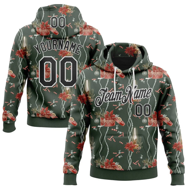 Personalized Name Number Sweatshirt, Custom Christmas Sports Hoodie, 3D Graphic Pullover Hoodie, Holiday Game Day Present App