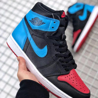 Sneakers, Blue Black Red Colorway, Lace Up Design, Casual Gift for Sneaker Fans