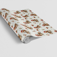 Basset Hound Dog Holiday Gift Wrap, Basset Hound Christmas Wrapping Paper, Santa Dog Festive Wrapping Paper, Dog Lover Xmas Present Wrap