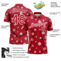 Red White Holiday Polo, Custom Christmas Snowflake Golf Polo Shirt, Personalized Christmas Polo Shirt, Golfer Holiday Present