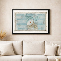 Whimsical Snowflake Print, Vintage Snowman Canvas Wall Art, Distressed Snowman Canvas, Christmas Wall Decor, Digital Download Present