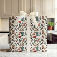 Cowboy Boots Holiday Gift Wrap, Western Christmas Wrapping Paper, Rustic Country Winter Wrapping Paper, Rodeo Christmas Gift Wrap Paper