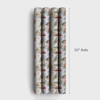 Snowy Town Holiday Gift Wrap, Vintage Village Christmas Wrapping Paper, Watercolor Xmas Wrapping Paper, Nostalgic Church Winter Gift Wrap