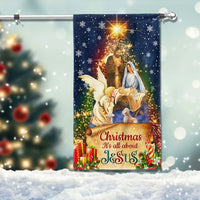 Christmas Nativity Holiday Yard Flag, It is All About Jesus Garden Flag, Double Sided Christian Faith Flag, Winter Lawn Religious Decor