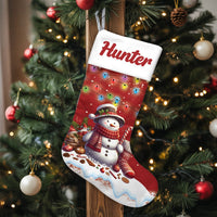 Custom Name Xmas Stocking, Personalized Snowman Christmas Stocking, Festive Holiday Lights Stocking, Winter Fireplace Decor, Christmas Present