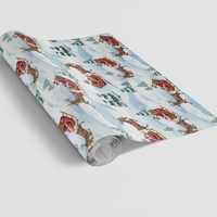 Snowy Wonderland Gift Wrap, Santa and Reindeer Wrapping Paper, Christmas Sleigh Present Paper, Winter Reindeer Wrapping Paper, Xmas Gift Wrap