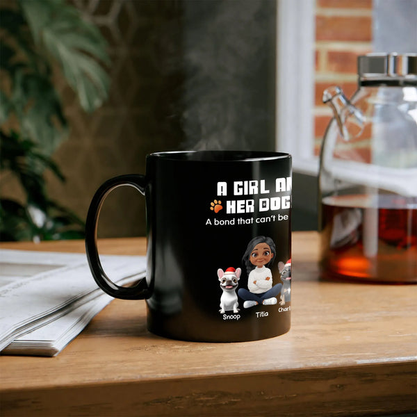 Custom Girl and Dogs Coffee Mug, Personalized Dog Mom Mug, Adorable Pet Lover Ceramic Mug, Holiday Christmas Keepsake Present