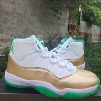 High Top Sneakers, White Green Gold Colorway, Lace Up Design, Casual Gift for Sneaker Fans