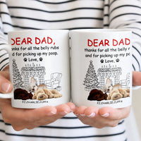 Dog Dad Christmas Tree and Puppies Mug, Thanks for Picking Up My Poop Mug, Humorous Dog Dad Ceramic Coffee Mug, Holiday Present for Pet Lovers