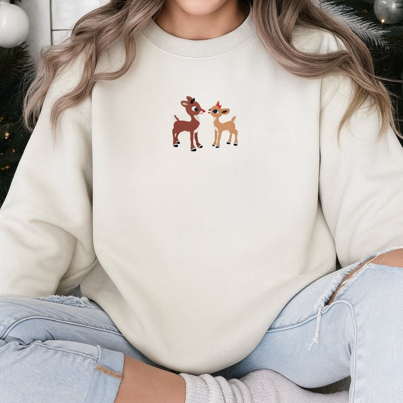 Adorable Festive Holiday Sweater, Christmas Reindeer Sweatshirt, Minimalist Antler Crewneck, Comfy Winter Wonderland Pullover Unisex