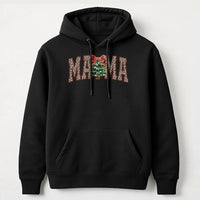Festive Holiday Mama Sweatshirt, Leopard Mama Christmas Tree Hoodie, Comfy Christmas Tree Pullover, Mother's Day 2026 Mama Sweater