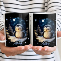Custom Name Adorable Winter Animal Ceramic Mug, Personalized Penguin Mug, Holiday Coffee Mug, Adorable Christmas Penguin Cup Present for Kids
