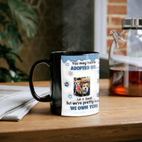 Custom Photo Pet Name Coffee Cup, Humorous Dog Adopted Us Ceramic Mug, Rescue Dog Lover Mug, Christmas Present for Dog Mom and Dog Dad Drinkware