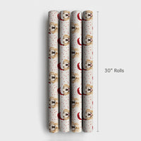 Dog Holiday Gift Wrap, Golden Retriever Christmas Wrapping Paper, Watercolor Santa Dog Wrapping Paper, Adorable Puppy Christmas Gift Wrap