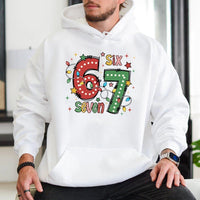 Festive Holiday Lights Christmas Hoodie, 67 Christmas Hoodie, Number 67 Christmas Hooded Sweatshirt, Retro Xmas Pullover, Birthday Present