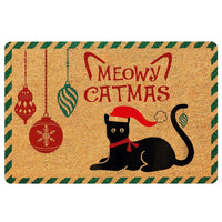 Holiday Pet Lover Welcome Mat, Humorous Black Cat Christmas Doormat, Adorable Winter Front Door Mat, Xmas Porch Rug, Cat Mom Christmas Present