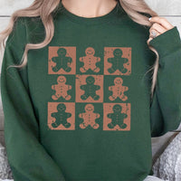 Retro Checkered Holiday Sweater, Gingerbread Man Sweatshirt, Adorable Xmas Gingerbread Pullover, Comfy Winter Crewneck, Christmas Party Present